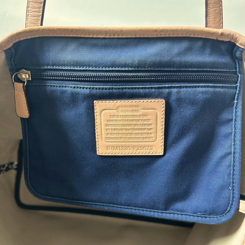 Coach Blue White Beige Signature Tote Bag Park Metro Dream C Logo F25673 - Picture 9 of 14